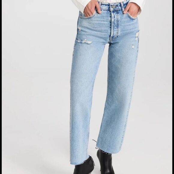 Anine Bing Distresser Button Fly Gavin Jeans Womens‎ Sz 26 Raw Hem - Picture 2 of 16